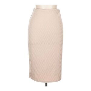 Brat Star Women's Ecru Polyester/Spandex Knit Textured Pencil Skirt EUC